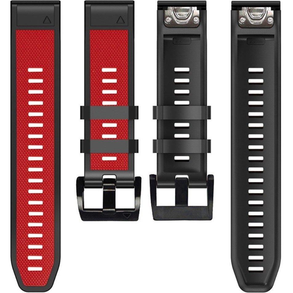 Quickfit Silikonarmband 26mm für Garmin, Rot / Schwarz