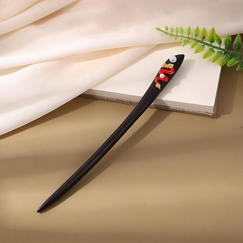 Ebony Wood Ancient-Style Chinese Tassel Step Shake Hairpin - Double-Sided Hanfu and Cheongsam Headdress for Women. Longer Wear, More Glossy