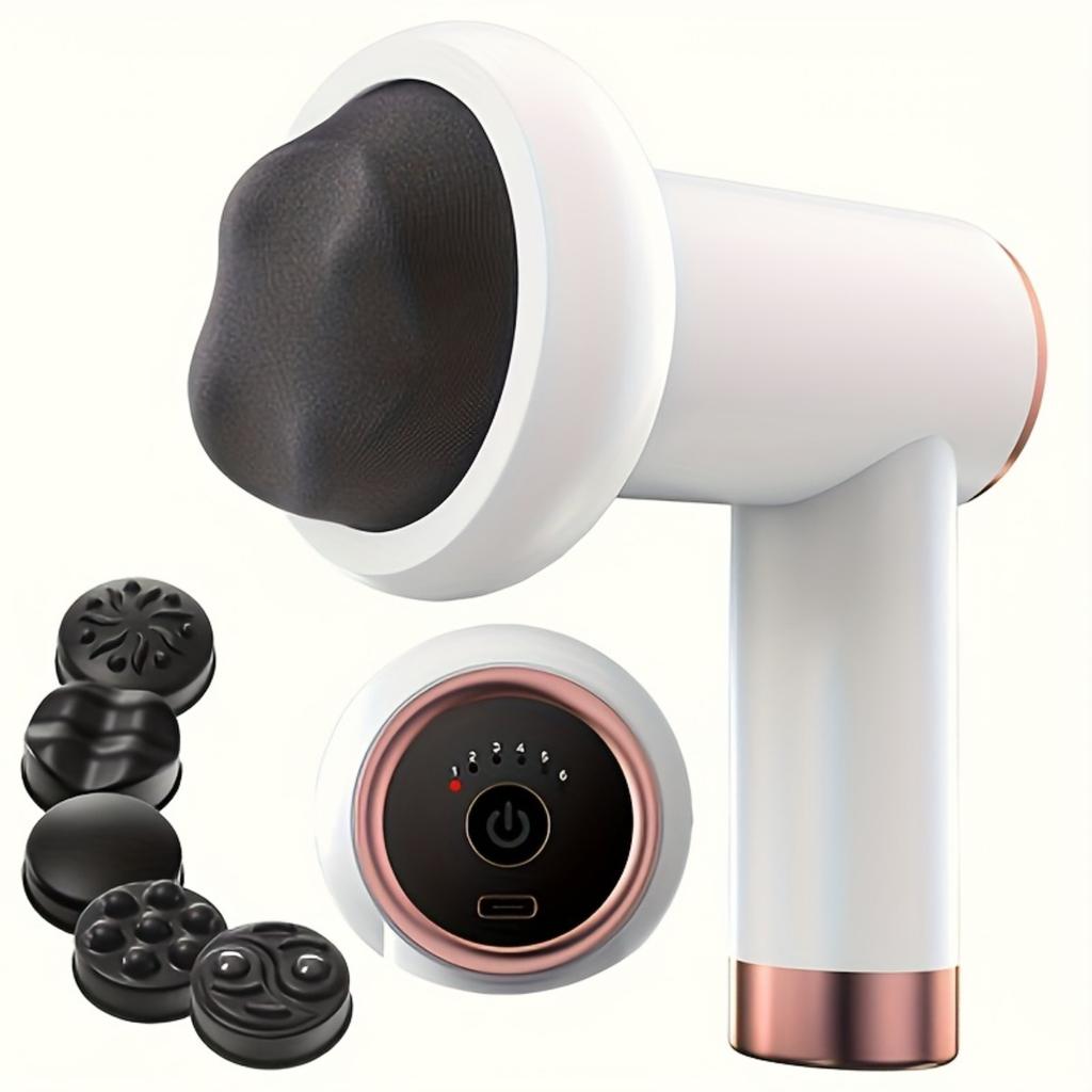 Ηλεκτρικός Δονητής Λίπους Unisex, Κεφαλές Μασάζ, Ρύθμιση 6 Ταχυτήτων, Μασάζ Ολόκληρου Σώματος, Ηλεκτρικό Πιστόλι Μυοπεριτονιακής Απελευθέρωσης Χειρός Πολλαπλής Κινητικής, Φόρτιση USB