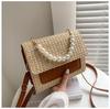 New Spring Summer Pearl Bracelet Crossbody Bag Simple Straw Woven Women Underarm Bag Fashi Square Handheld Bag For Ladies