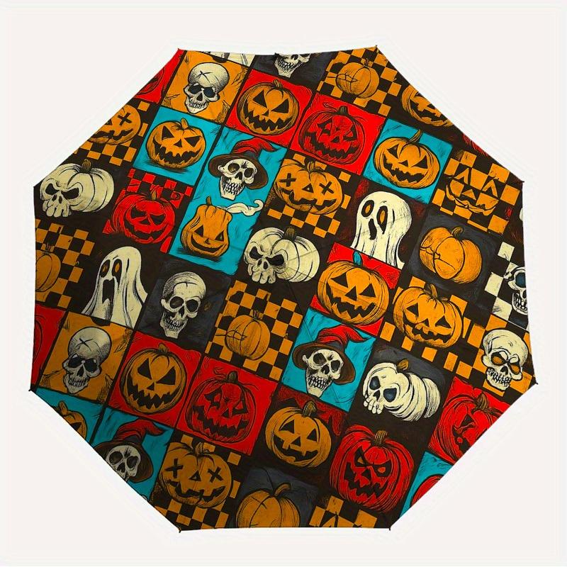 1pc Pumpkin, Skull Themed High-quality Umbrella,Automatic Opening and Closing Umbrella,Multi-functional Umbrella G0811399