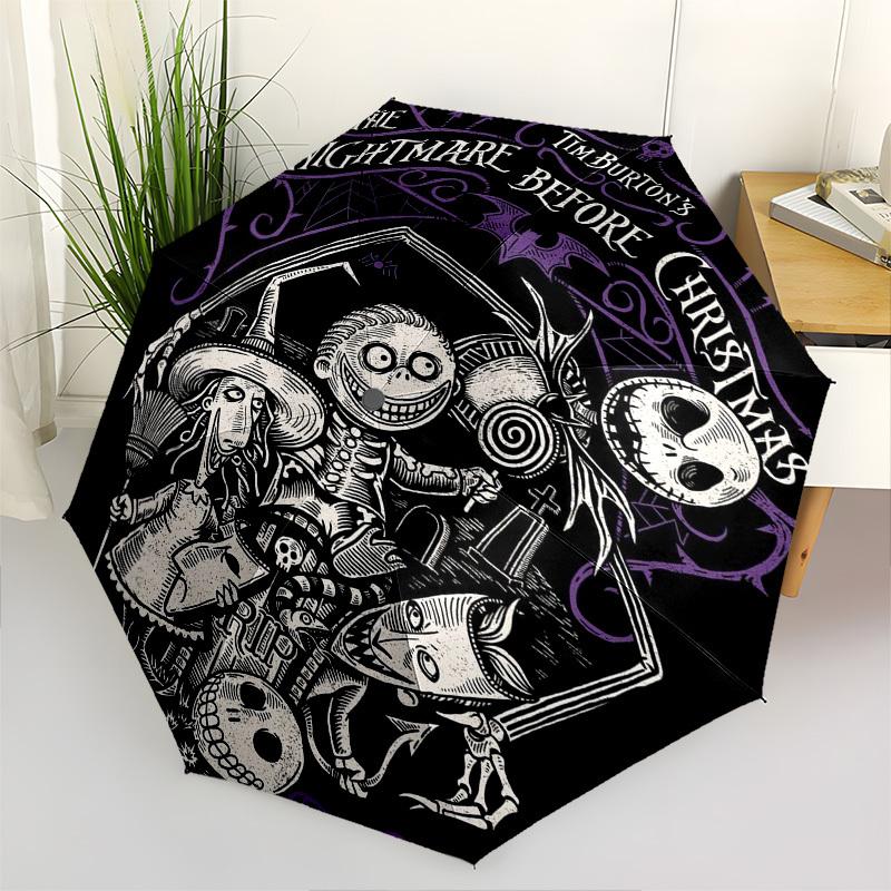 

Nightmare Before Christmas Themed Automatic Opening and Closing Umbrella, Brightly Colored 8-rib Portable Umbrella, Suitable for Men and Women, A Perf