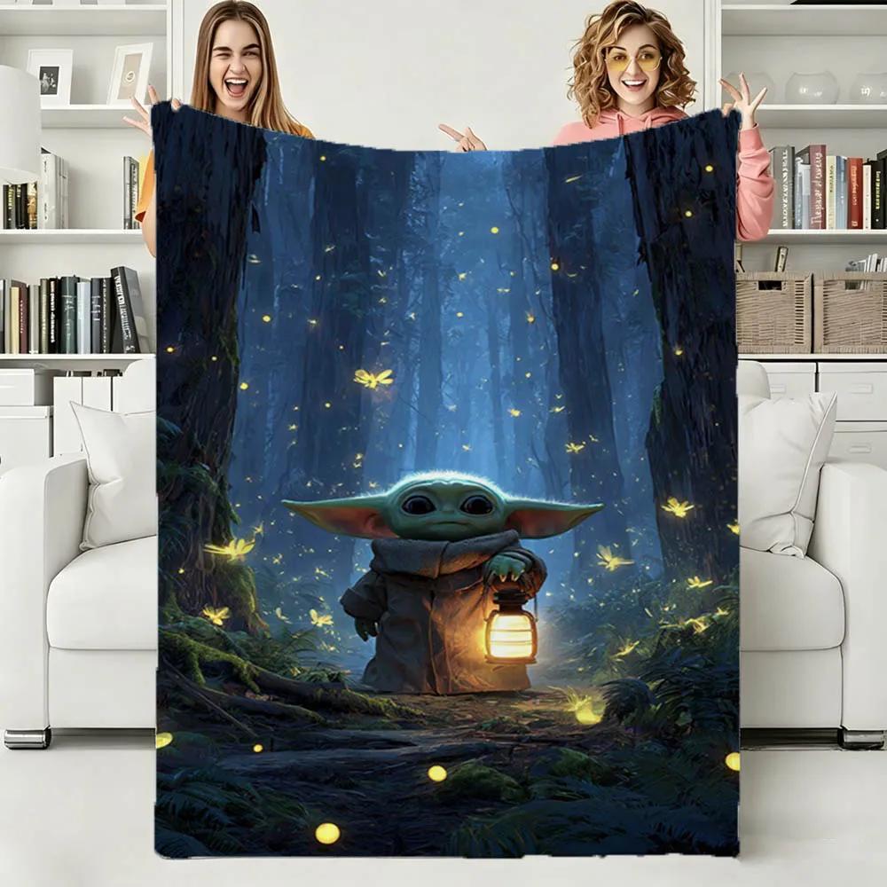 3D The Adorable Yoda Cute Movie Flannel Blanket Soft Throw Blanket Art for Home Decor Bedroom Bed Sofa Picnic Cover Kids Gifts