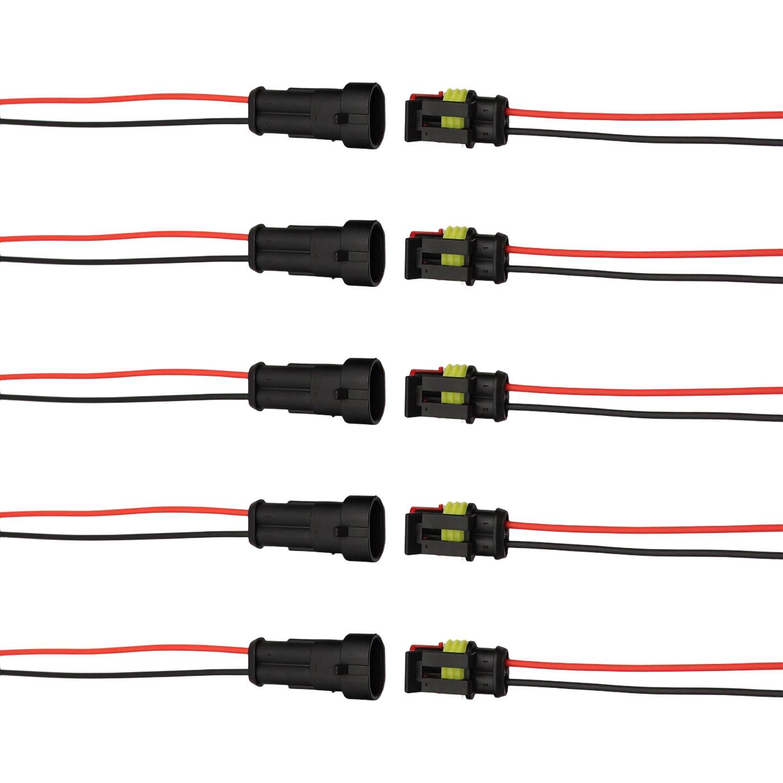 5Pcs Car Waterproof Connector Quick Disconnect Wire Connector Male Female Electrical Connector Plugs with Wire