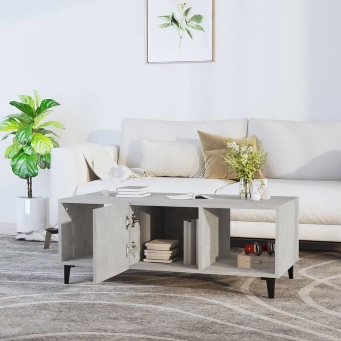 VidaXL Table basse Gris béton 102x50x40 cm Bois d'ingénierie 812703