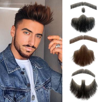 2 Stück Falscher Bart Ziegenbart Schnurrbart Handgefertigt Unsichtbare Spitze Gesichtshaar Falscher Ziegenbart Bart Halloween Verkleidung Herren Make-up Drama Party Filmrequisite
