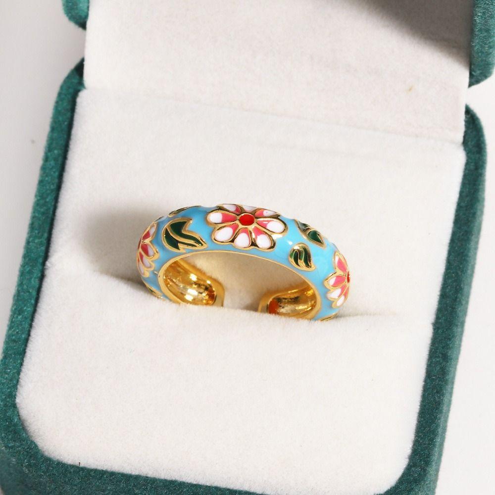 Verstellbarer Blumen Emaille Ring Bunter Tropföl Öffnungsring Schmuck Minimalistischer Blumen Fingerring Geschenk