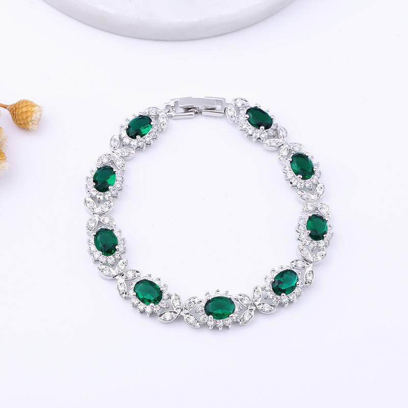 

Европа и новый браслет Four leaf AAA Zircon для девочек с медной инкрустацией цветными камнями length 19.6cm