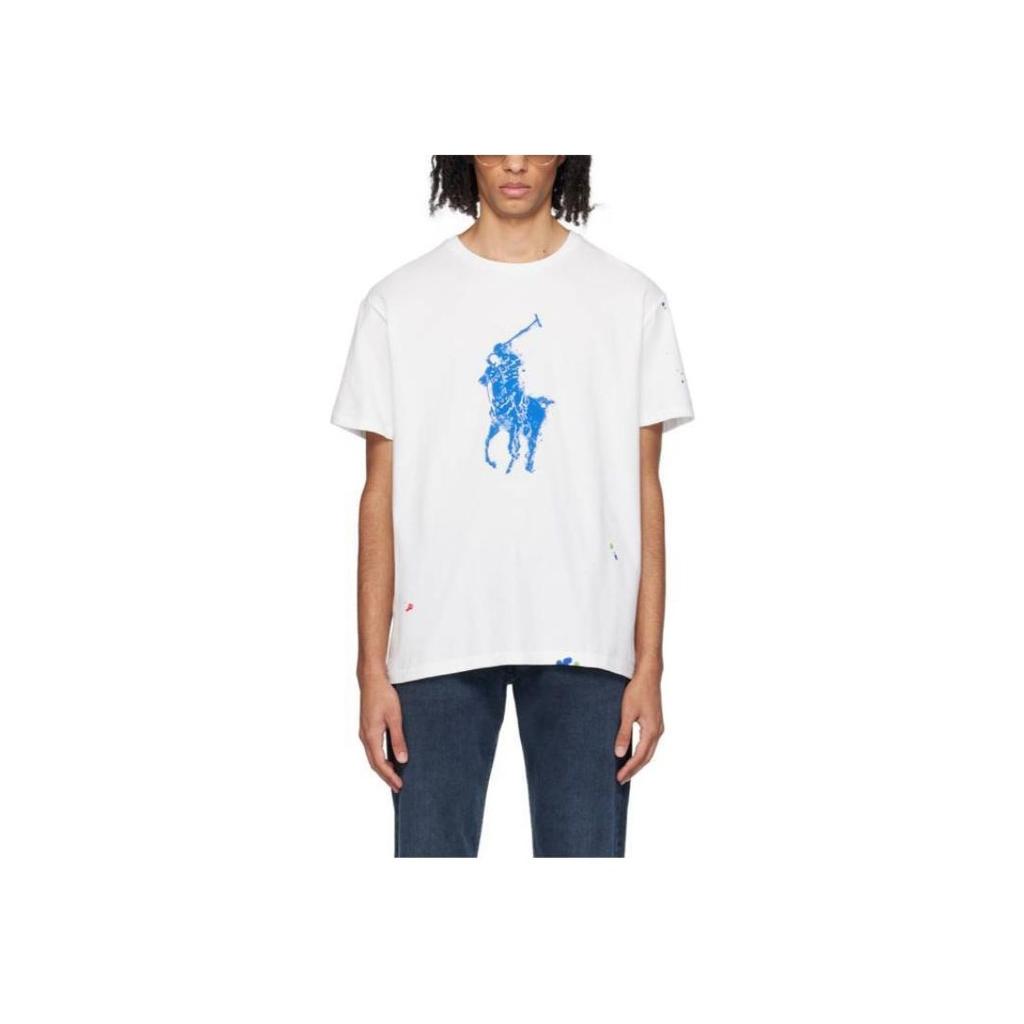 Polo Ralph Lauren Logotyck Rundhalsad Rak Passform Kortärmad T-shirt Herr Toppar Vit 710936387-001