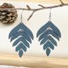 Fashion Cutting Laser Wooden Drop Earrings Set Ethnic Cute Beautiful Leaf Feather Geometry Colorful  Hanging Dangle Zircon