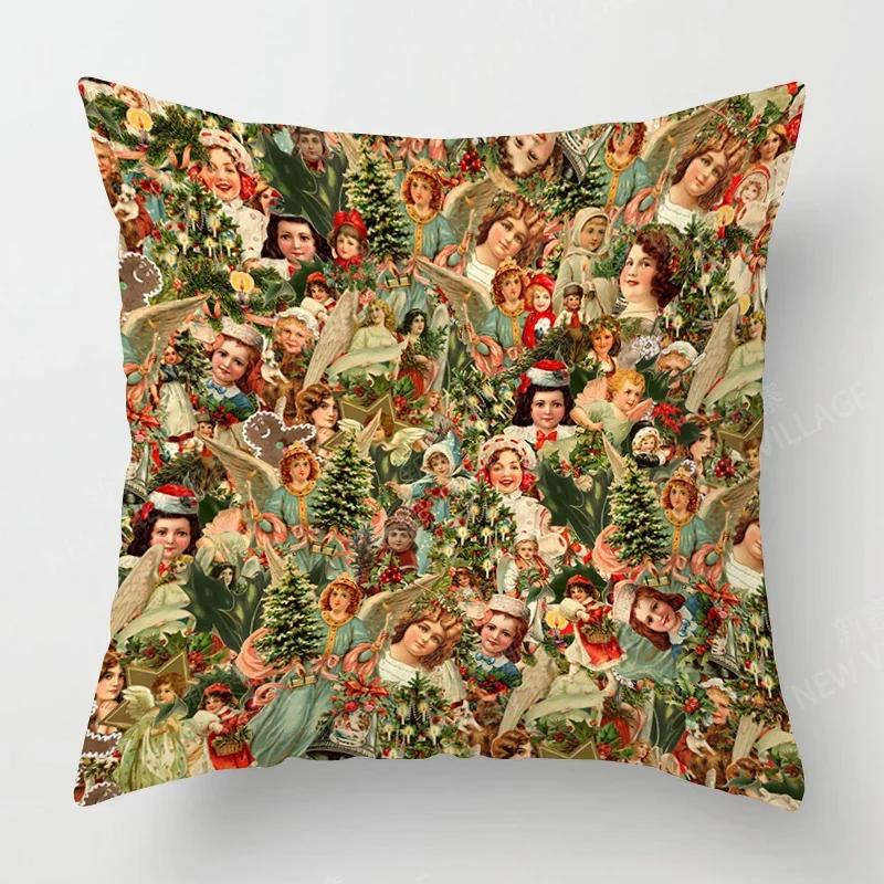 Christmas Series Throw Pillow Cover With Short Plush Print Living Room Sofa Decoration Cushion Cover Pillow Covers Decorative