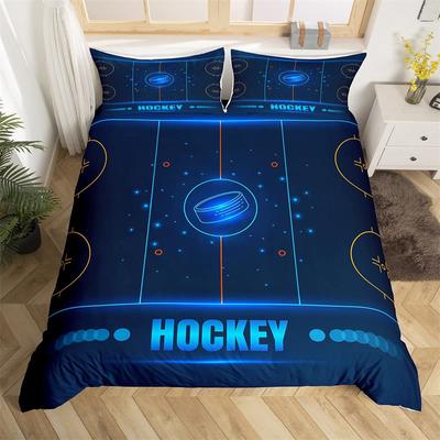 Funda Nórdica de Hockey sobre Hielo Juego de Cama de Jugador de Hockey Evento de Deportes de Invierno Funda de Edredón Individual Completo Para Niños Niños Niñas Decoración de Dormitorio