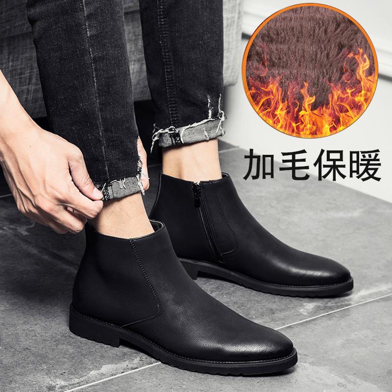 

Мужские ботинки «Челси» Высокие деловые ботинки Британские винтажные ботинки «Мартин» Ботинки с одинарной молнией сбоку 45