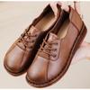 Cowhide Muffin with Thick Platform and Soft Platform Mother Shoes Spring and Autumn Vintage Single Shoes with Tendon Bottom