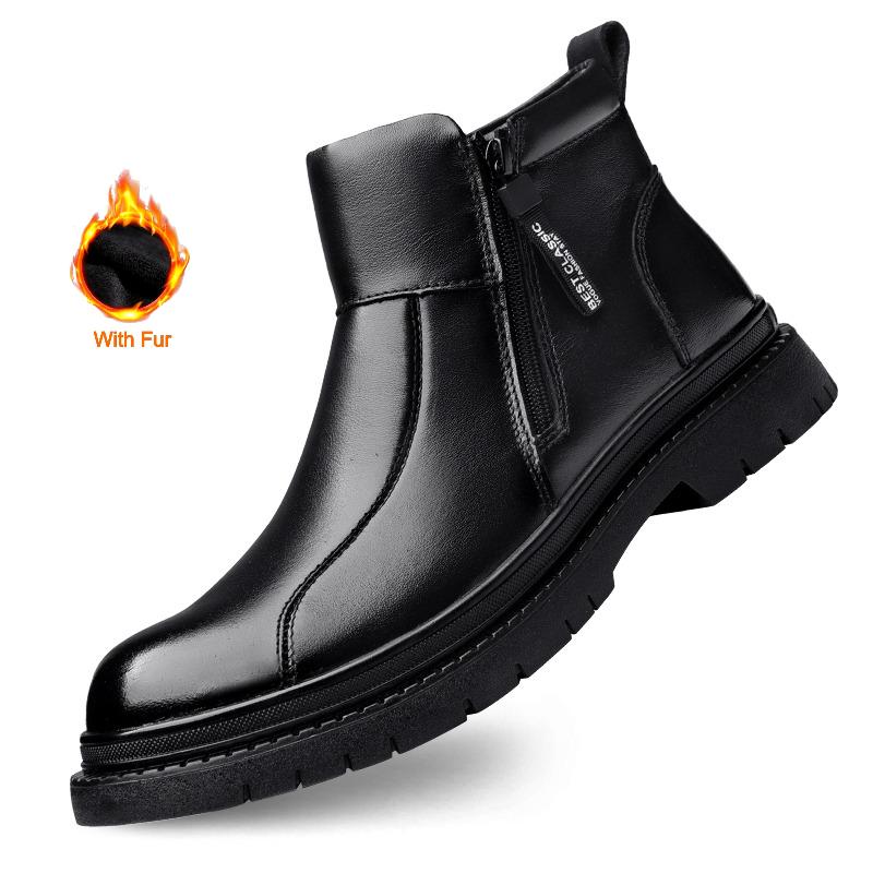 Men's Zipper Warm Ankle Boot For Autumn And Winter New Casual Thick-Soled Anti -Slip Work Boot Fashionable Outdoor Walking Boots