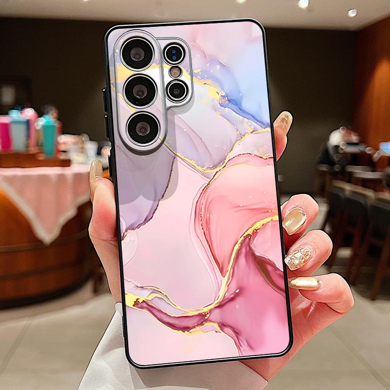 Magnetic For Magsafe Case For Samsung Galaxy S26 Ultra S25 Edge S24 Plus S23 FE S22 A54 A55 A56 5G Pink Marble Pattern Matte Cover
