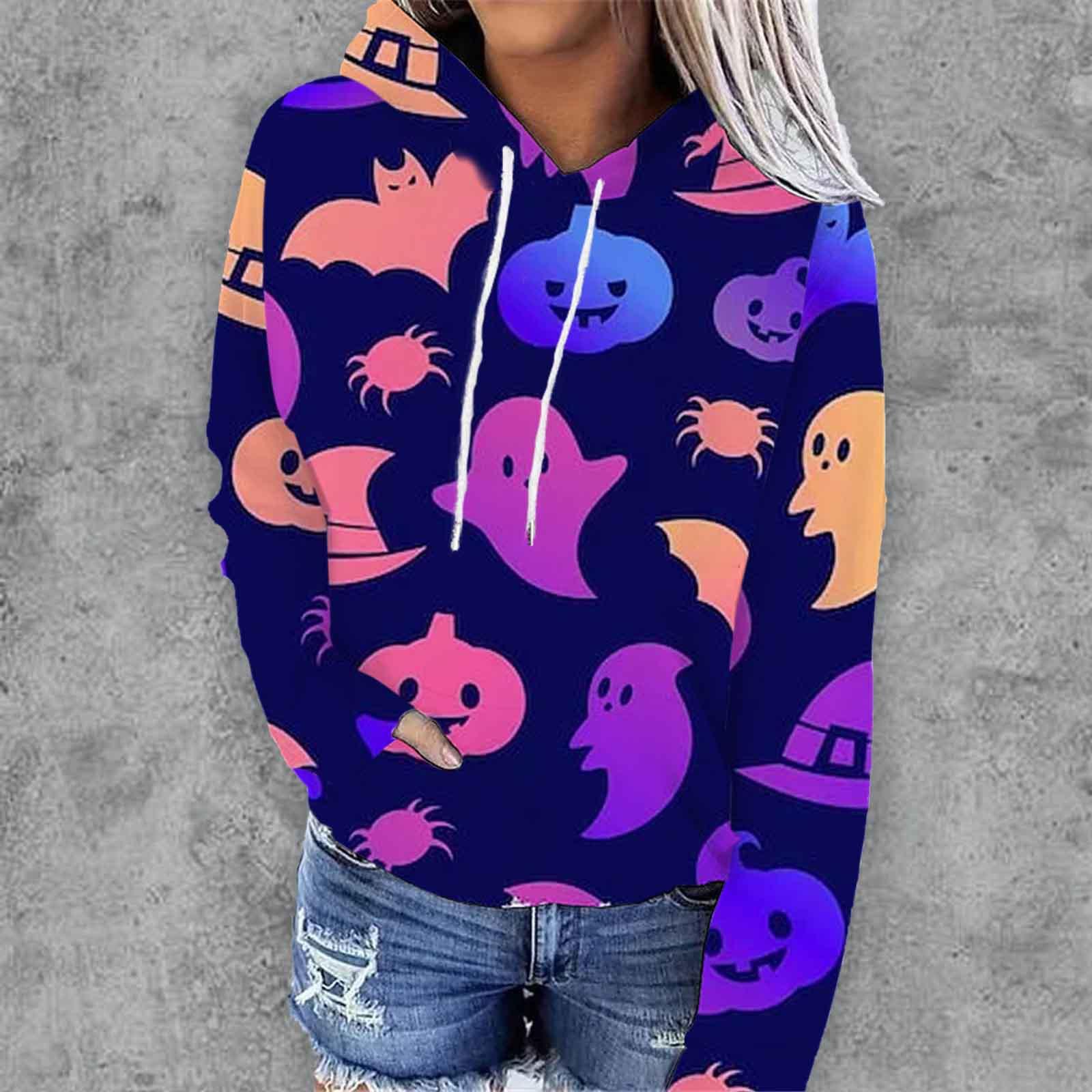 NerYuo Halloween Sweatshirt Femme Col Rond Sweatshirt Graphique Imprimé Halloween Pull à Manches Longues Casual Vêtements Chemisier Tops Sport Hauts