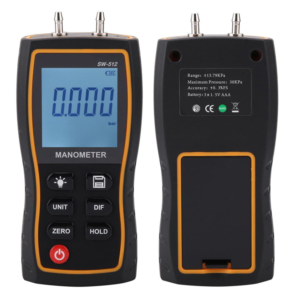 SW?512B High Accuracy Digital Differential Pressure Gauge Air Pressure Meter Tool