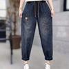 Spring/Summer New Large Loose Women's Jeans Elastic Waist Wide Leg Pants Harun Pants