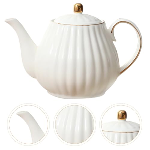 OUNONA Ceramic Teapot, Heat-Resistant, Nordic Style, White, 800ml Capacity, Perfect for Afternoon Tea, Restaurants, Offices, Home Use, and Commercial