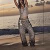 Damen Jeans mit Hoher Taille Geradem Bein Leopardenmuster Nicht Elastisch Vintage Y2K High Street Herbst Lässig Denim Hose