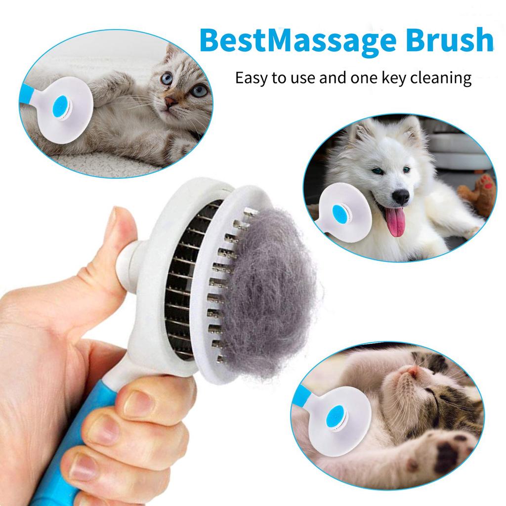 Cat Grooming Brush, Self Cleaning Slicker Brushes for Dogs Cats Pet Brush Tool Gently Removes Loose Undercoat, Mats Tangled Hair Massage-Self