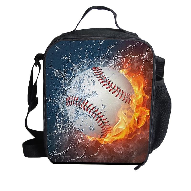 Borsa termica per il pranzo stampata con pallacanestro, borsa isolata, borsa bento, borsa a mano, borsa a tracolla per bambini per esterni