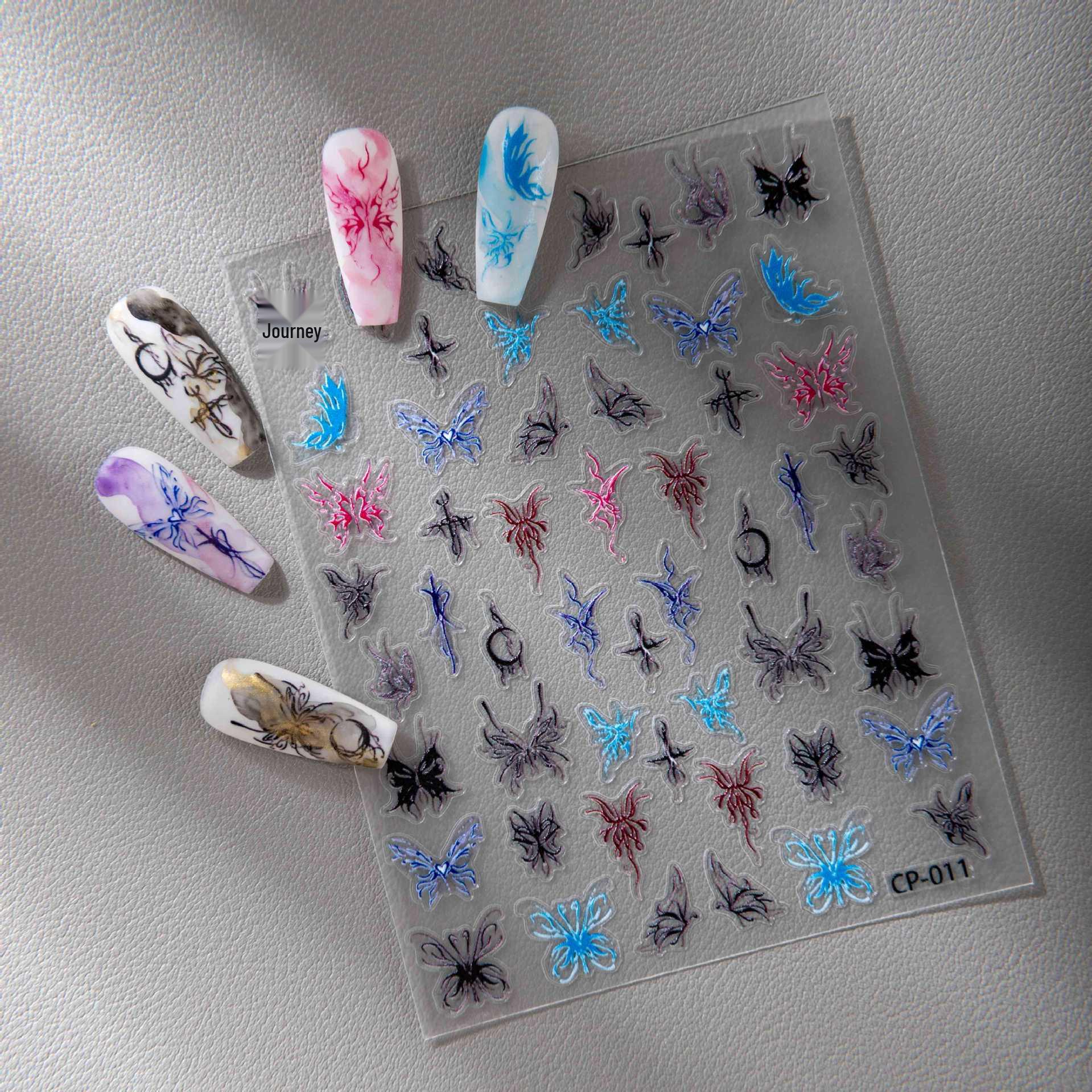 Cyansea Y2K Dark Cross Butterfly Moon Nail & Phone Case Stickers CP-011