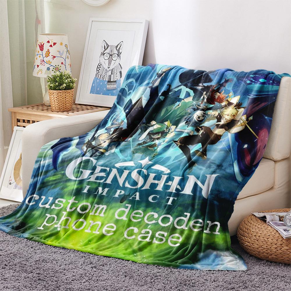 1PC Genshin Impact Print FlAannel Blanket, High Quality Comfortable for All Seasons, Home Decor, Warmth and Comfort