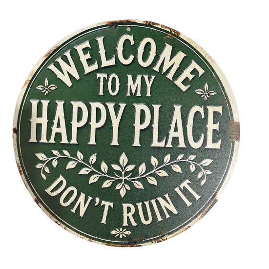 

Happy Land Wooden Garden Sign Rustic Wood Plaque Outdoor Wall Decor Weather-Resistant Fade-Proof Hanging Plaque for Home Farmhouse Cottage