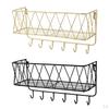 Bathroom Shelf, Kitchen Wall Spice Shelf with 6 Hooks & Rod Letter Tray