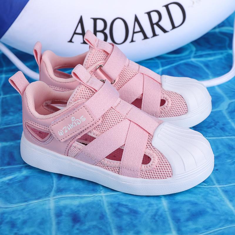 Детская летняя модная однотонная дышащая повседневная обувь на липучках для отдыха — фото 22