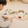 Wooden Train Set Interactive Beech Wood Railway Track Toy with Bridge Safe