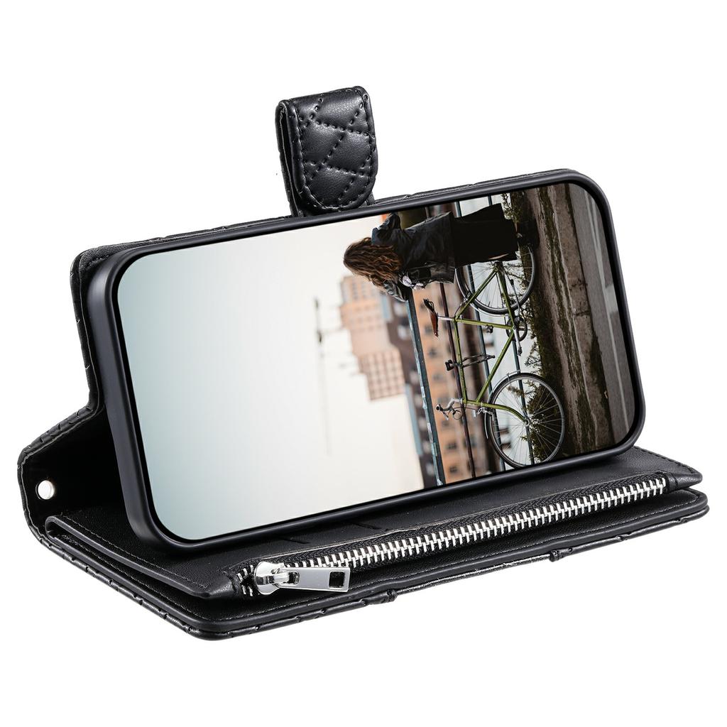 For Xiaomi Redmi 15 5G (EU) (171mm)/4G (EU) (171mm) Case Zipper Pocket Glitter Leather Phone Cover with Wrist Strap