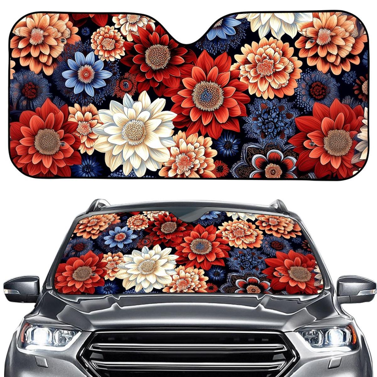 Foldable Mandala Pattern Car Sunshade - Aluminum Foil Insulation & Customizable Design One Size