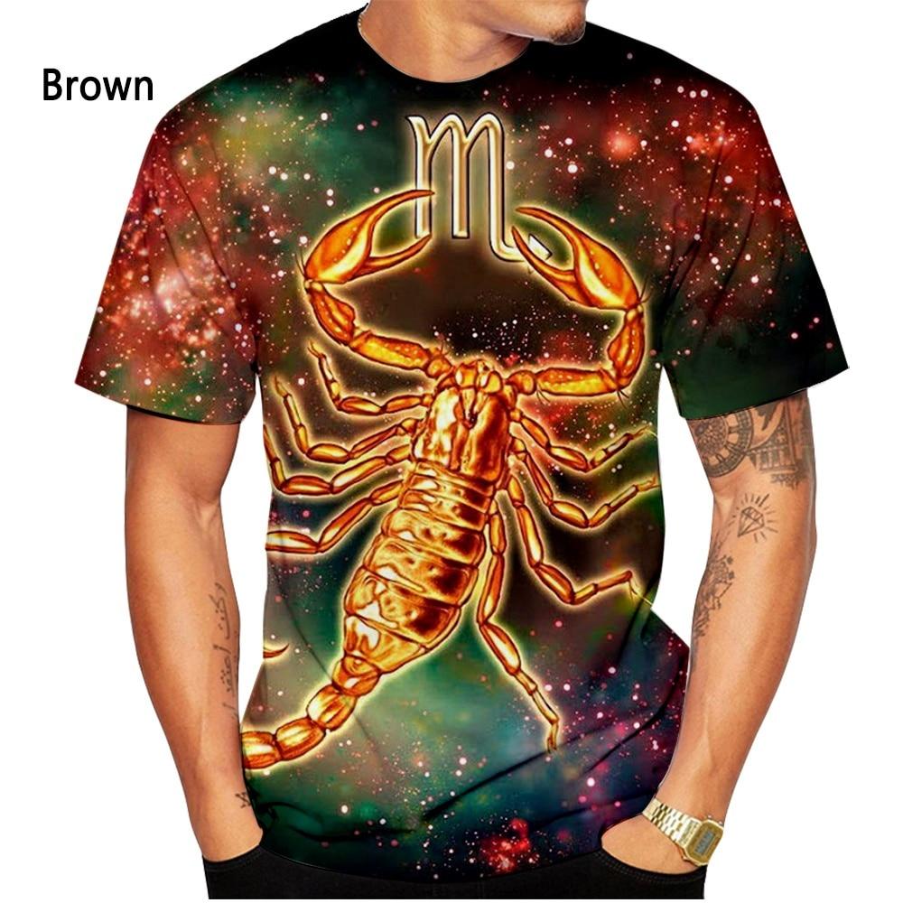 Tricou la modă pentru bărbați, vară, lejer, cu mânecă scurtă, tricou cu imprimare 3D Scorpion