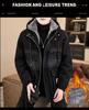 Trendy Mid-Length Men’s Winter Denim Parka with Plus Velvet Hood