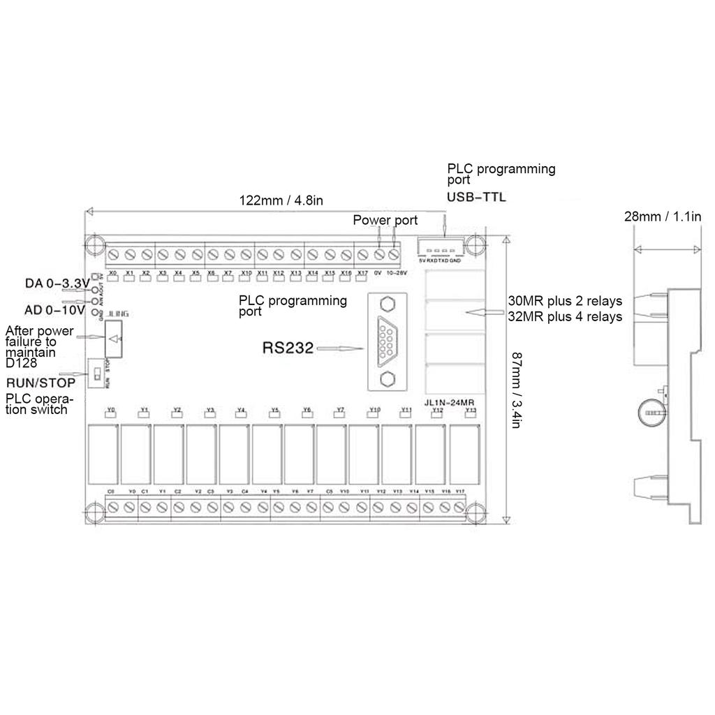 PLC Control Board Programmable Controller Delay Module Relay with Analog FX1N‑24MR DC24V