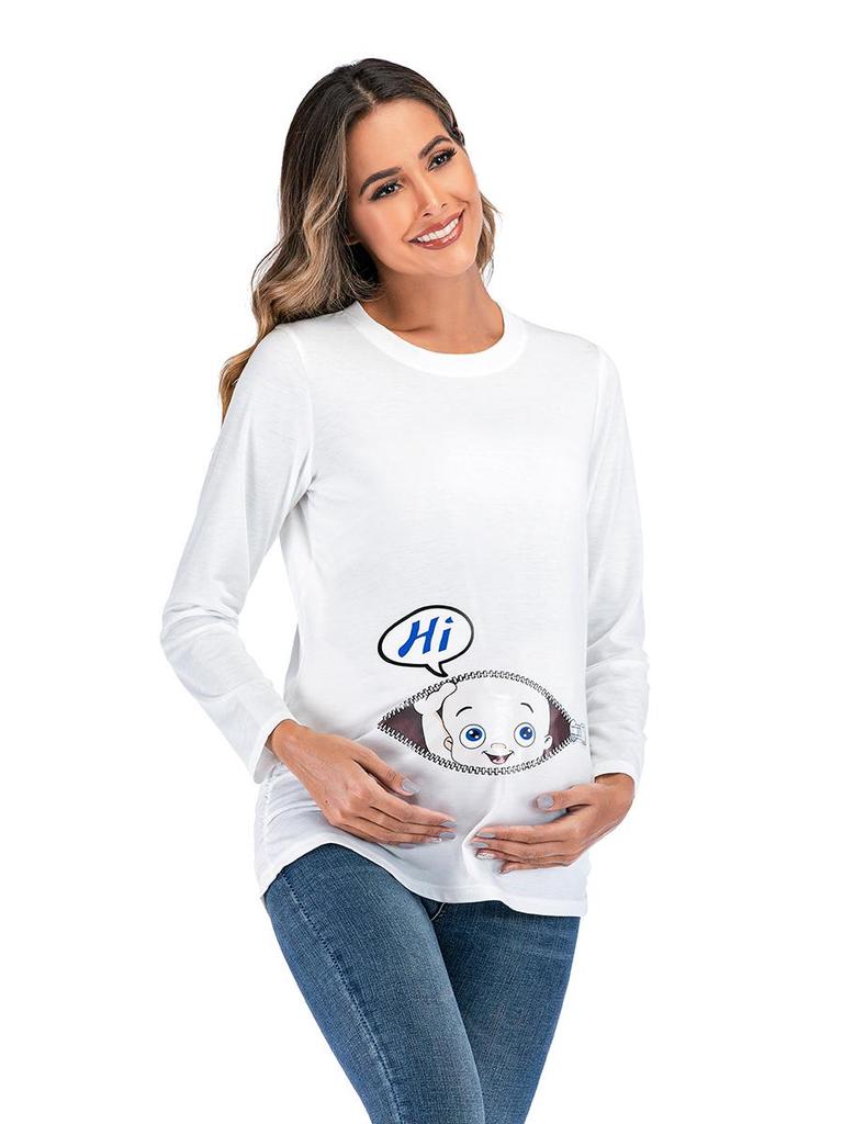 European & American 2020 Maternity Printed Long Sleeve T-Shirt