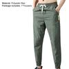Men Pants Solid Color Drawstring Summer Ankle Tied Pockets Trousers for Sports