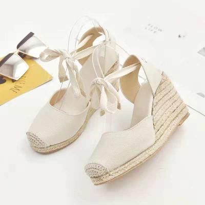 Mode Espadrille Ankle Strap Frauen Sandalen Bequeme Hausschuhe Damen Womens Casual Schuhe Atmungsaktiv Flachs Hanf Leinwand