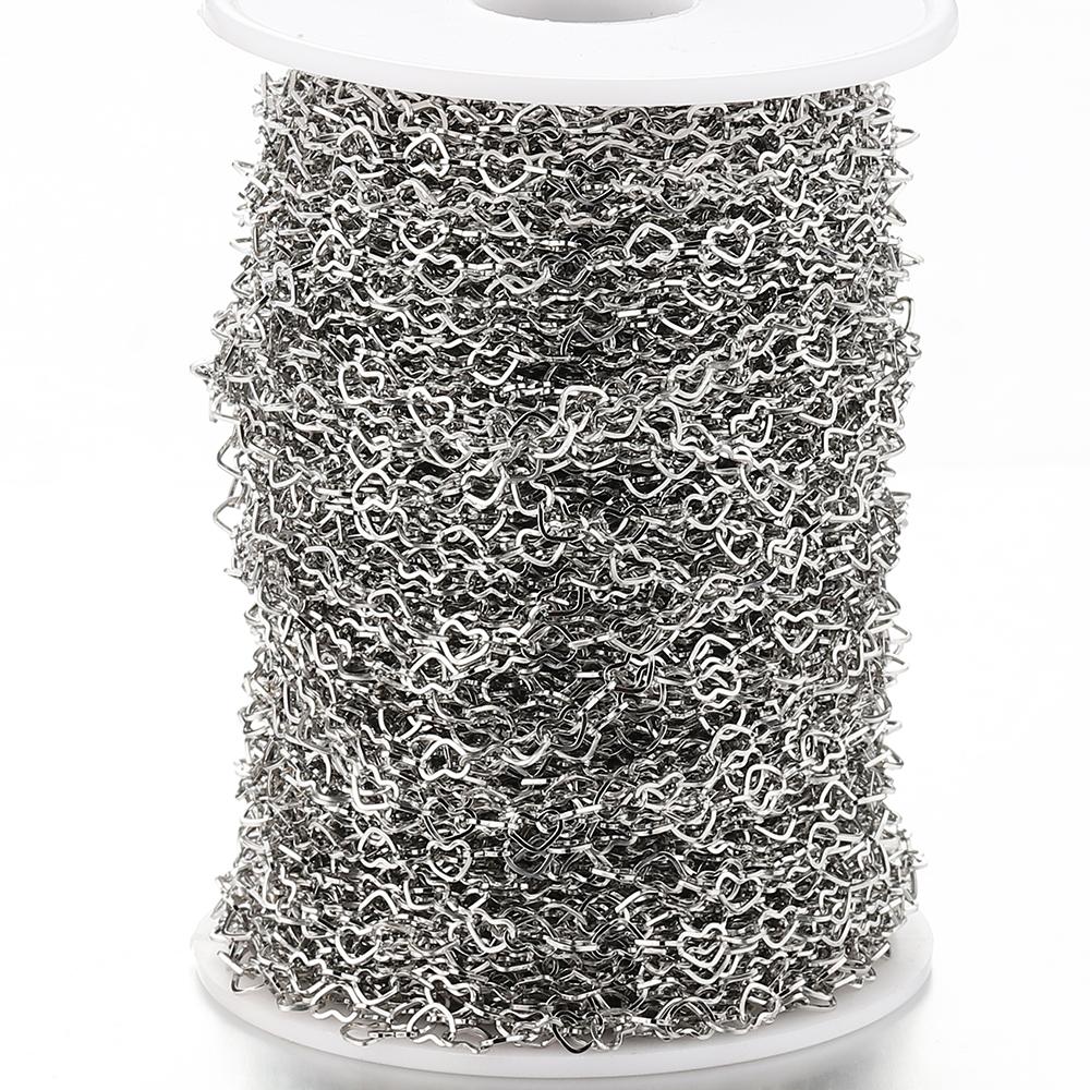 

No Fade 1Meter Stainless Steel 4mm Love Heart Chains for Jewelry Making DIY Bracelet Gold Choker Necklace Chains Components Width 4mm