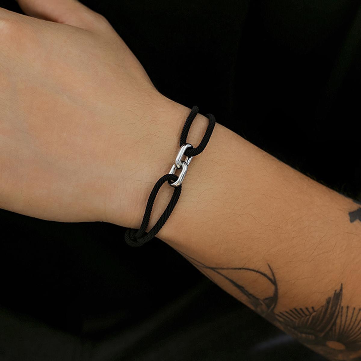 IngeSight.Z Casual Adjustable Thick Rope Chain Bracelet Fashion Metal U-ring Bracelet Men s Temperament Trend Bangle Jewelry