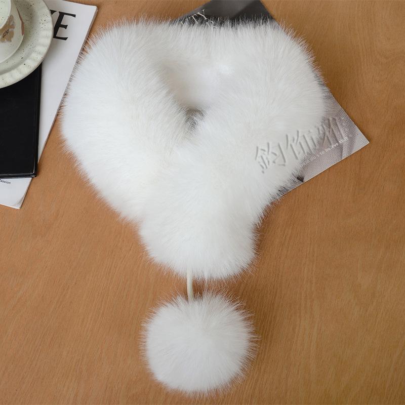 Faux Fox Fur Scarf Thickened Warm Luxury Texture Winter Women Neck Warmer Collar Shawl Fashionable Elegant