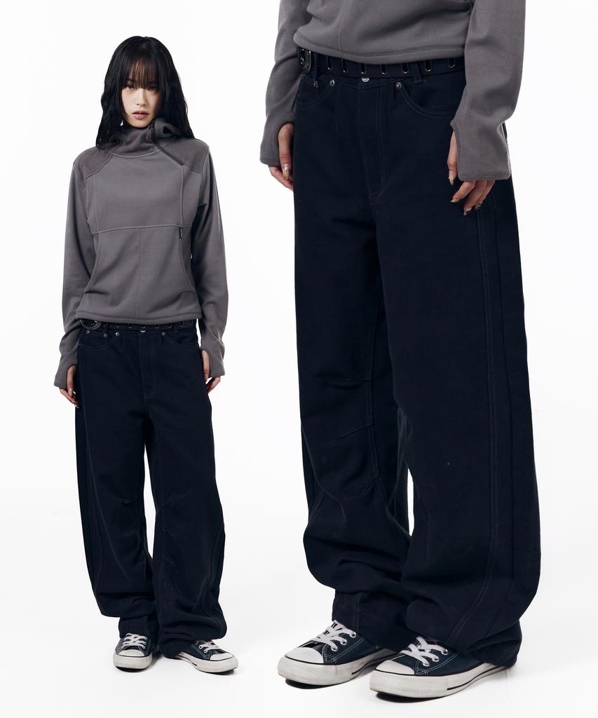 AAKAM Kpt Semi Wide Denim Pants (Black)