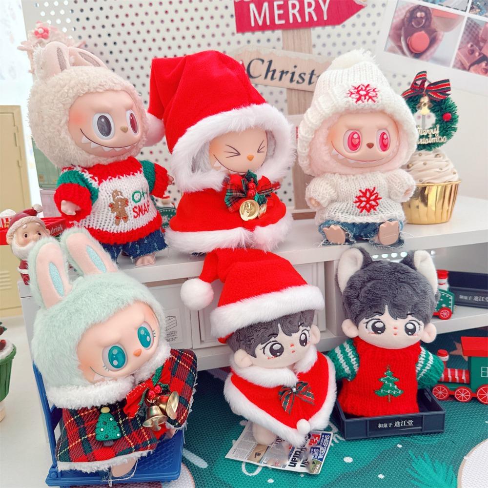 

Christmas Hat Labubu Time Clothes Plush Cloak 17cm Plush Doll s Clothes Cotton Doll style 1