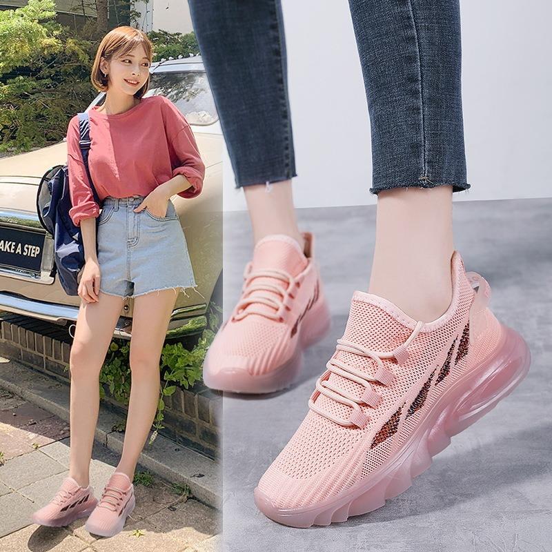 New Women's Shoes Trendy Fly-woven Casual Shoes Breathable Mesh Comfortable Platform Running Shoes Versatile Sports Shoes