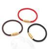 Red Rope Titanium Steel Beaded Bracelet with Stainless Steel & Leather Weaving
