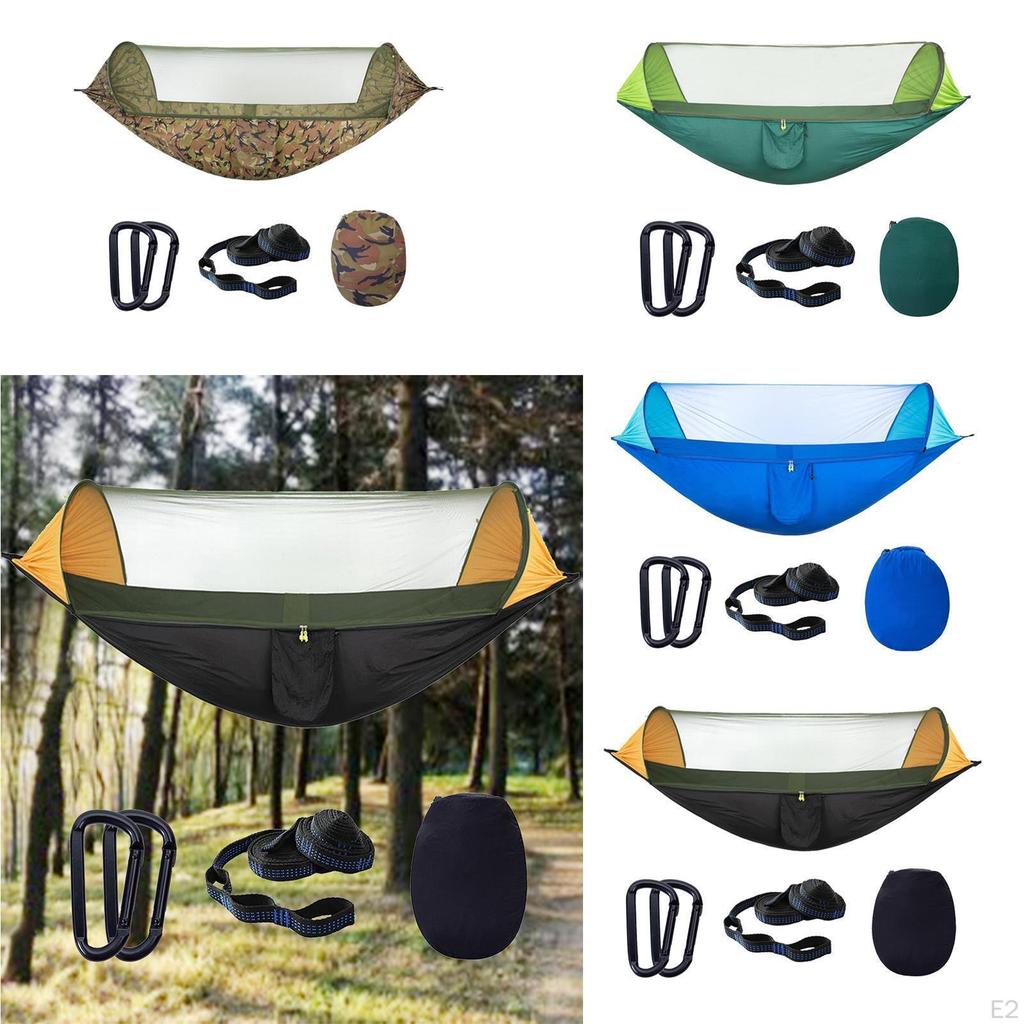 290x140cm Camping Hammock with Net Polyester Backpacking Hiking Travel Hanging Bed Netting