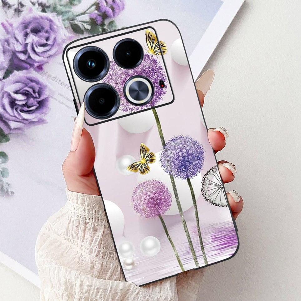 For Cover Infinix Note 40 40x 40Pro Plus Note40 Pro+ Phone Case Colorful Flower Butterfly Lxuru Women Fashion Soft Siliocne Etui